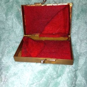 Antique Brass with Red felt Lining Keepsake/Jewelry Nox